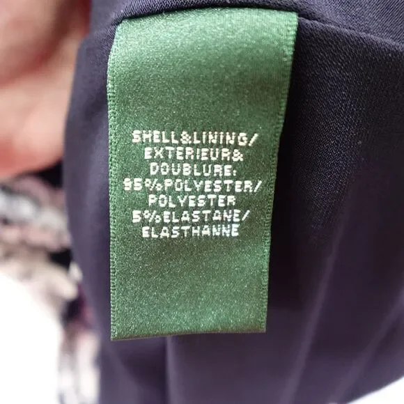 Lauren Ralph Lauren Dress Women’s Size 10 Ruched Navy White Floral Formal Spring - Picture 11 of 16